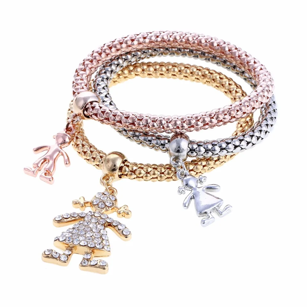 Gifts 3PCS Charm Elastic Bracelets For Women Pulseras Cute Little Girls