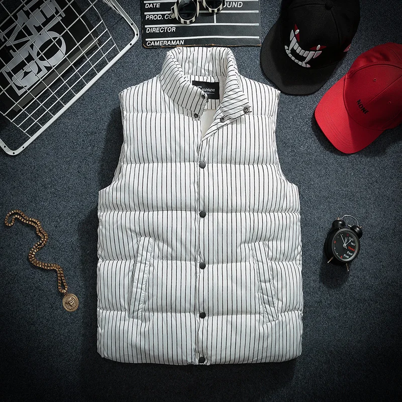 

MUMUZI New Brand women vest Winter jacket stripedThicken Warm Casual Cotton Padded Waistcoat female Sleeveless waistcoat 3XL
