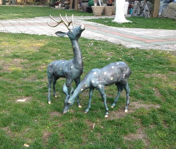 

Art Deco Sculpture Two Deer Play Bronze Statue