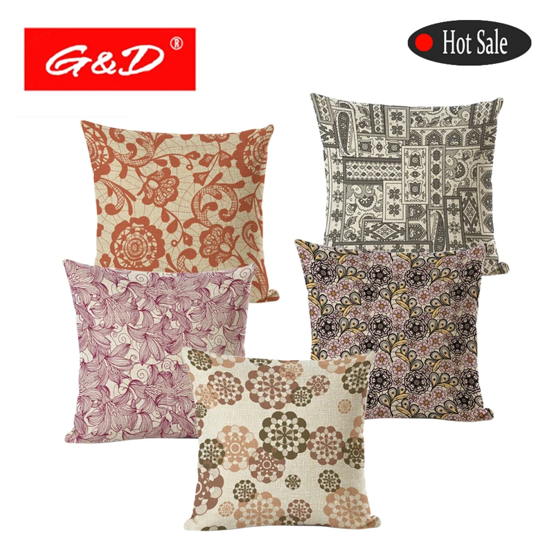 الكلاسيكية فن خمر وسادة يغطي ساحة القطن الكتان المنزل كنبة مكتب كرسي الزخرفية المخدة كابا دي Almofada