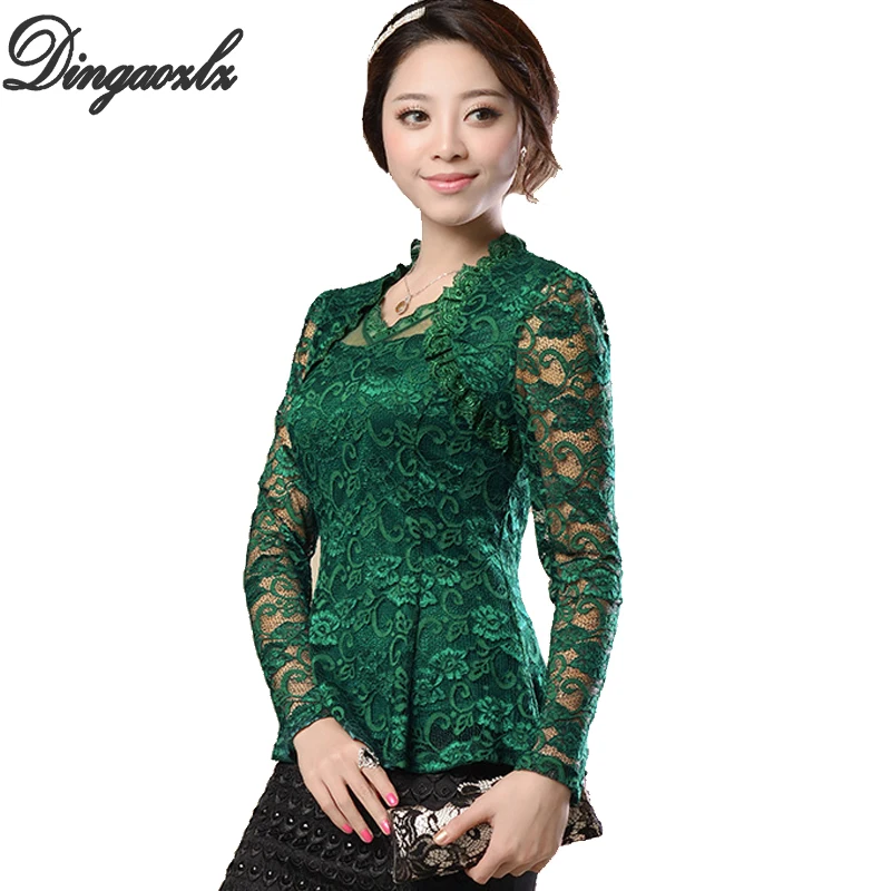 

New Fashion 2018 renda blusas femininas Women Lace shirt Hollow lace blouse shirt female Plus size Floral lace Tops