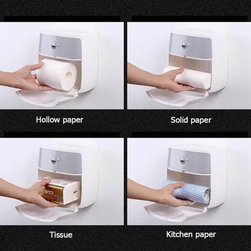 Водонепроницаемый тканевый ящик для ванной, пластиковый держатель для туалетной бумаги, настенный бумажный ящик для хранения, двухслойный диспенсер для кухни