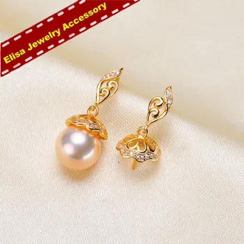 

Super Elegant Hollow Out Design Pearl Drop Earrings Findings&Components S925 Sterling Silver DIY Earrings Holder 3Pairs
