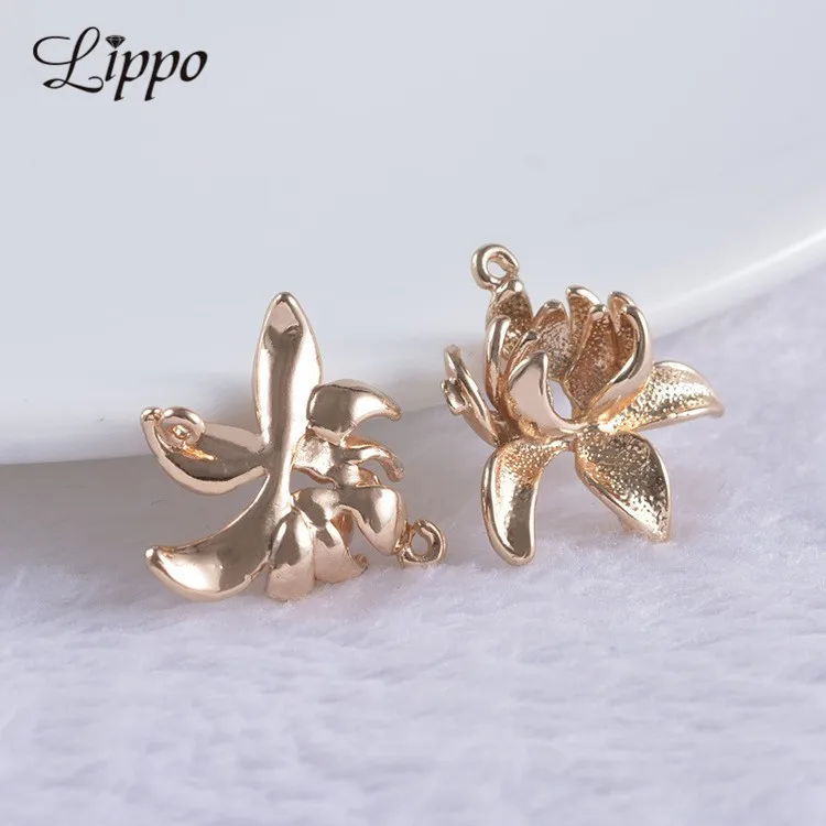 

20pcs 3D Plant Charm 24k Gold Pendant Connector Findings Flower Hanging Decorations Jewelry Accessories