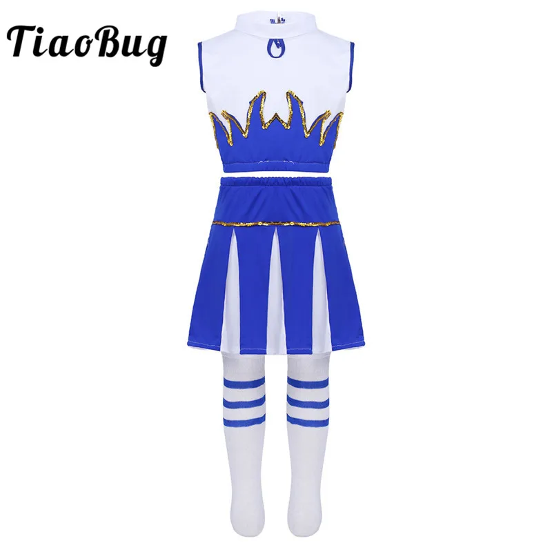 TiaoBug أطفال مراهقون الجاز ملابس رقص مجموعة أكمام المحاصيل الأعلى مع تنورة جورب Dancewear الفتيات كرنفال حزب المشجع زي TiaoBug أطفال مراهقون الجاز ملابس رقص مجموعة أكمام المحاصيل الأعلى مع تنورة جورب Dancewear الفتيات كرنفال حزب المشجع زي