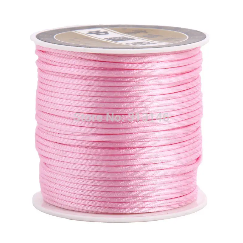 45 м/катушка 2 мм Разноцветные нейлоновые черные китайские узлы макраме шнур плетеный DIY Kumihimo бисер Шамбала нить - Цвет: Розовый
