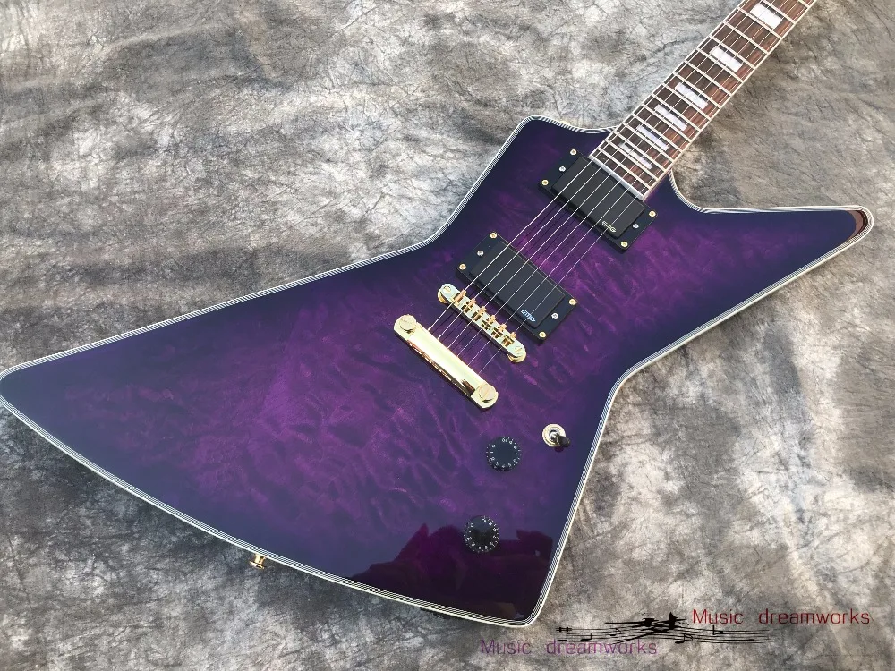 

China firehawk OEM electric guitar G SUSTOM, Newest Explorer custom guitar purple Free shipping