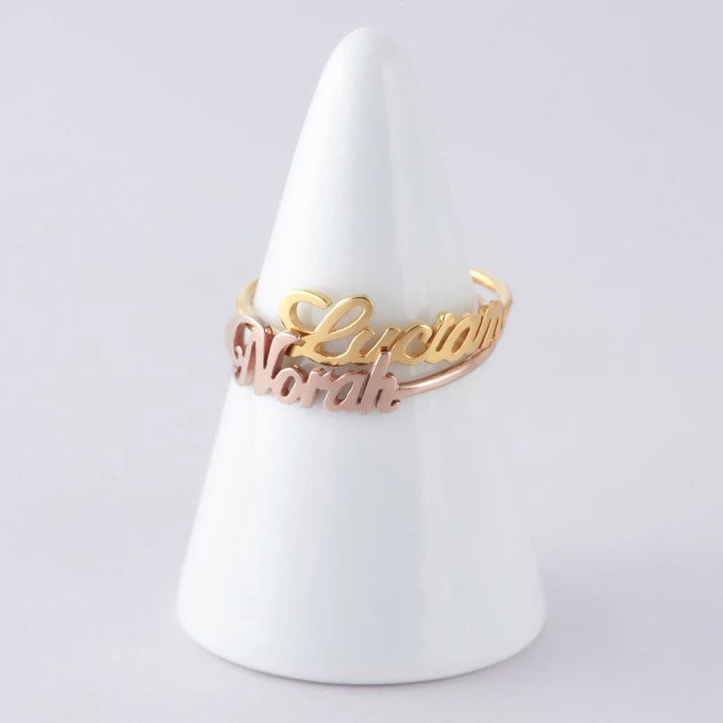 Custom Name Ring Optional Size Stainless Steel Silver Rose Gold Personalized Wedding Rings For Women Men Handmade Jewelry Gifts