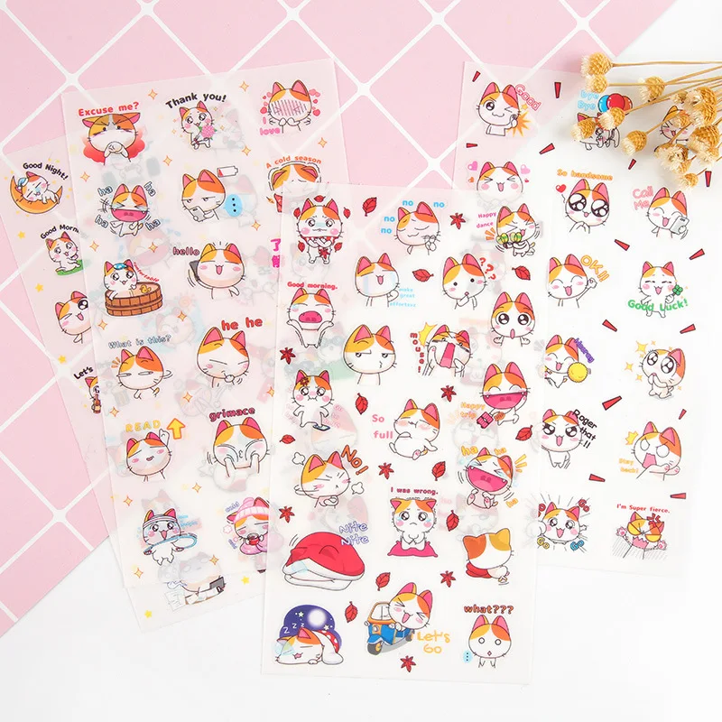 6-pcs-pack-kawaii-happy-life-of-orange-cat-decorative-stationery-stickers-set-scrapbooking-diy-diary-album-stick-lable