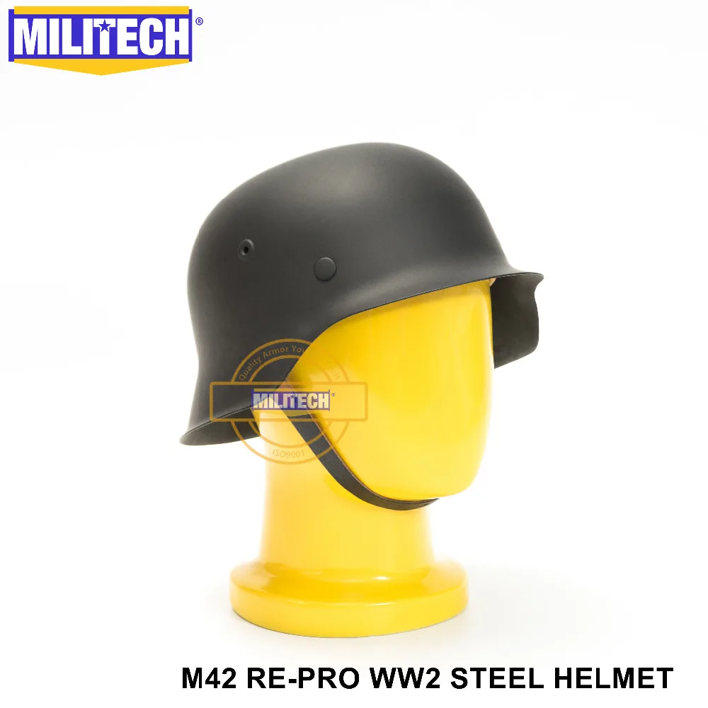 MILITECH Черный WW2 Немецкий M42 Стальной шлем WW II M42 Repro немецкий шлем мотоциклетный защитный шлем 2 мировая война коллекционный шлем