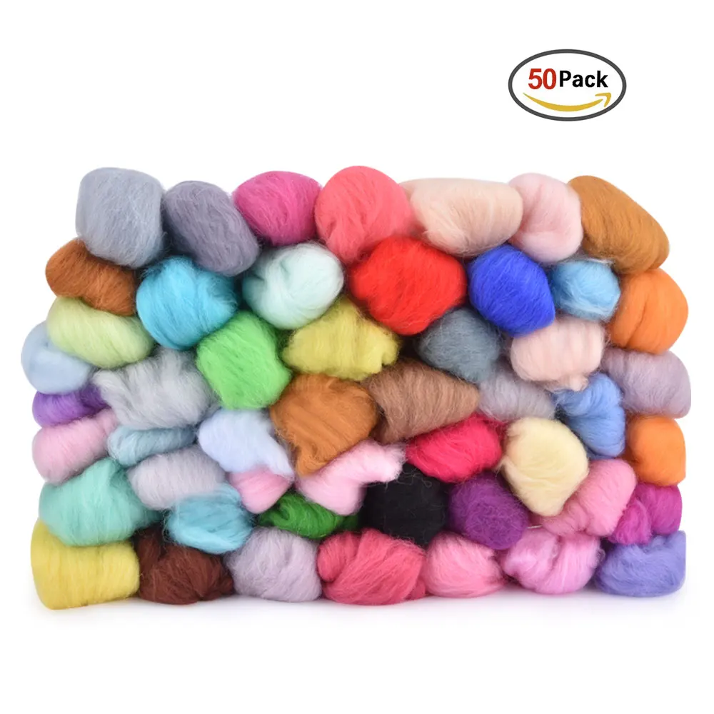 Wool Felt Fiber Needle Felting Wool Material 70s Poke Roving Wools Felt for Needlework Accessory DIY Craft Project Supply (11)