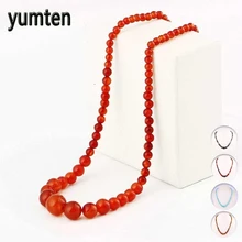 Yumten Natural Agate Necklace Women Stone Jewelry Crystal Chain Choker Men Onyx Fashion Accessories Party Gemstone Amber Gift yumten grey agate necklace female natural stone power crystal coin rainbow choker charm chain reiki women vintage jewelry men