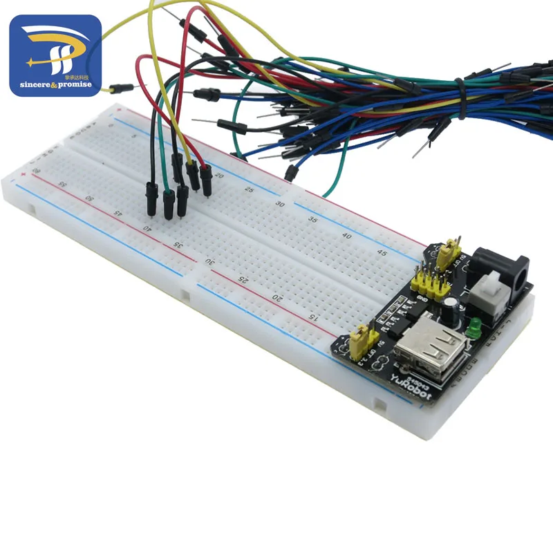 

3.3V/5V MB102 Breadboard power module+MB-102 830 points Solderless Prototype Bread board kit +65 Flexible jumper wires