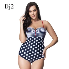 Брендовый высококачественный цельный купальник в полоску с узором в горошек из кусков размера плюс, ретро купальник, утягивающий боди, пляжная одежда, монокини