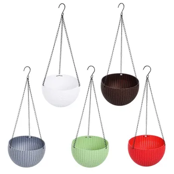 

2018 New Five Colors Innovative Rattan Waven Baskets Succulents Pots Hanging Pots Suspension Basket For Home Hanging Decoration