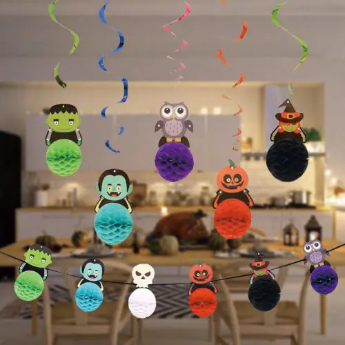 New Halloween Banners For Decoration Hanging Flag With Rope Horror Garland Paper durable | Дом и сад