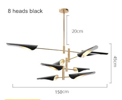 Современные подвесные светильники золотые черные светодиодные подвесные светильники конические Coltrane Hanlamp креативный кухонный светильник фонарик для гостиной - Цвет корпуса: 8 heads black