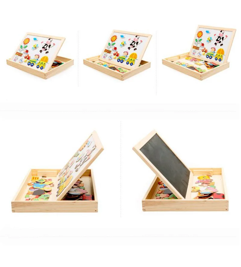 Новые 7 типов 1 набор многофункциональные Деревянные игрушки Обучающие Магнитные Головоломки ферма джунгли животное детская головоломка доска для рисования