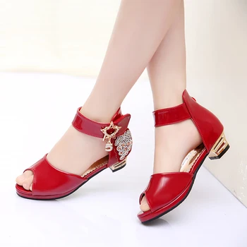

Girls Princess Sandals for Children Dress Shoes Girls High Heel Fashion Summer Open Toe Kids Sandals Party Dance Leather Shoes