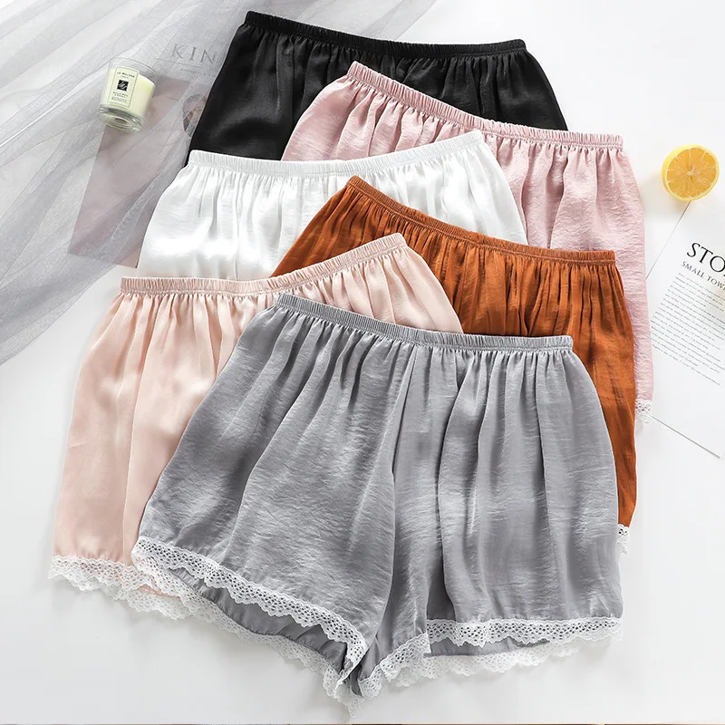 

6 Color Women's Shorts Tiansi Wrinkle Matte Silk Shorts Lace Loose Safety Pants Anti-lighting Wear Short Pants Tights Women