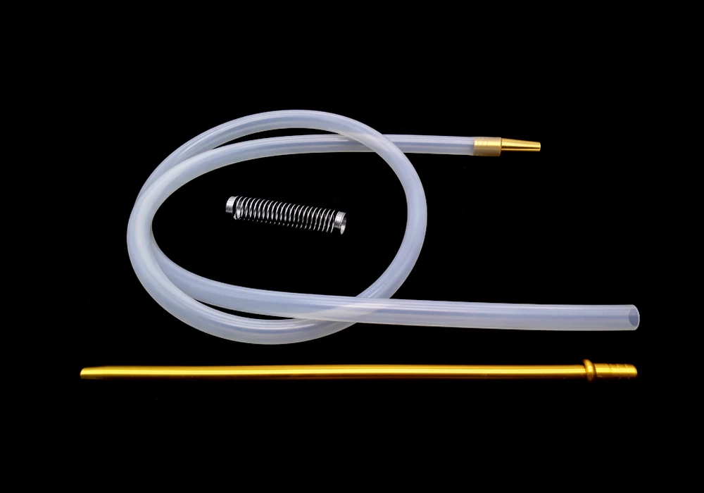 Золотая ручка и прозрачный белый силиконовый шланг с пружиной для кальяна наргиле аксессуары LM-518