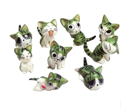 9pcs, Multi Color Micro Cute Kitty Mini Chis Chi Sweet Home Figures Dolls Youhei Cat Kitten Emoticon Emoji Decoration Model Toys