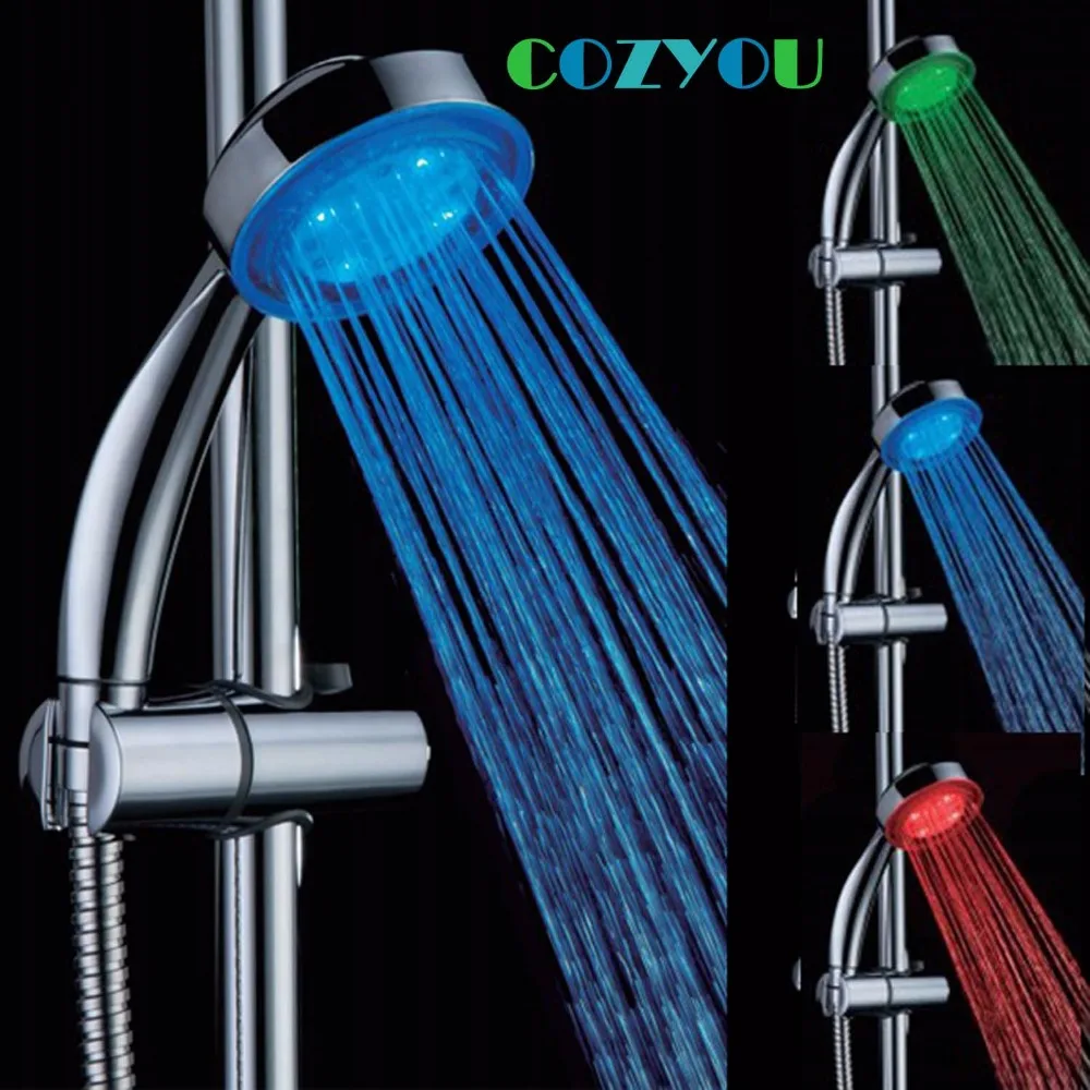 Cy8008-a14 Сверхновая продаж воды питание Ванная комната светодиодный душ стороны Термометры + 7 цветов + один Цвет светодиодный Насадки для душа
