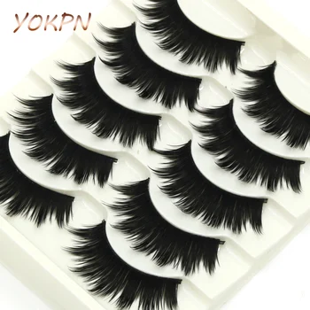 

YOKPN Handmade Thick False Eyelashes Crisscross Messy Soft Natural Long Lashes Smoked Stage Makeup Tapered Fake Eyelashes