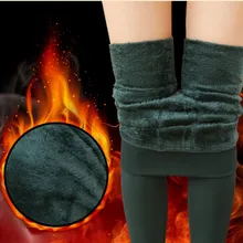 Зимние теплые женские Однотонные эластичные утолщенные узкие брюки, незаменимые леггинсы