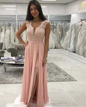 

YHF Sexy escote en v profundo sin espalda verano Rosa Vestido Mujer elegante encaje noche maxi vestido vacaciones largo vestido