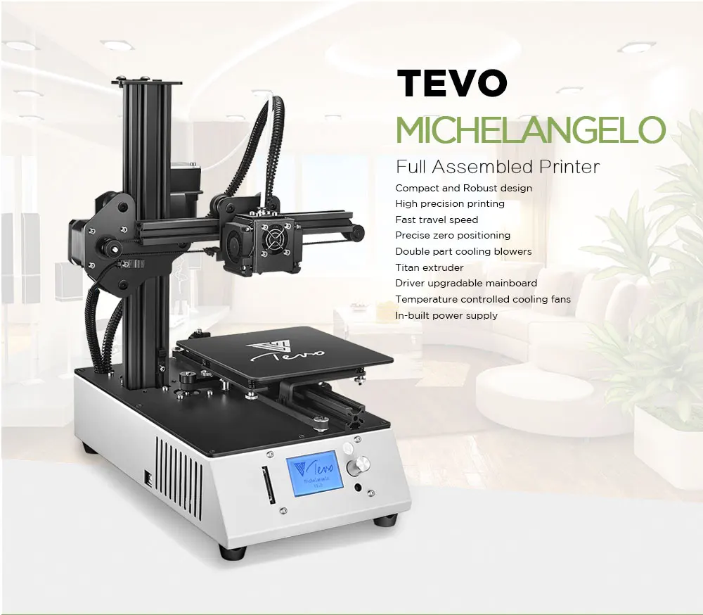 3D принтер TEVO Michelangelo Impresora, полностью собранный 3D принтер, комплект, полностью алюминиевая рама с титановым Экструдером