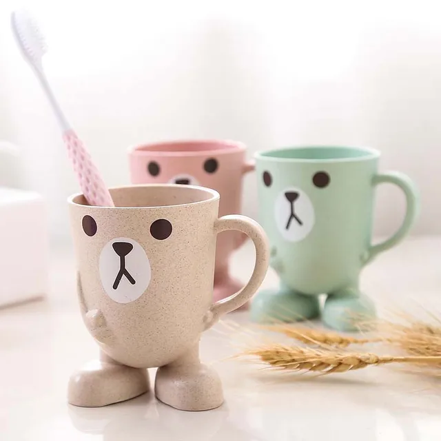 1pc Cartoon Bear Kids Mugs With Lid Children Infant Baby Milk Cup With  Handle Spoon Wheat Straw Breakfast Mug Drink Coffee Cup - Mugs - AliExpress