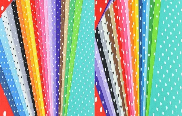 ZY DIY 80PCS Felt Fabric 4design Pattern Polka dot Heart 20 MIX COLORS non-woven 14x14cm | Дом и сад