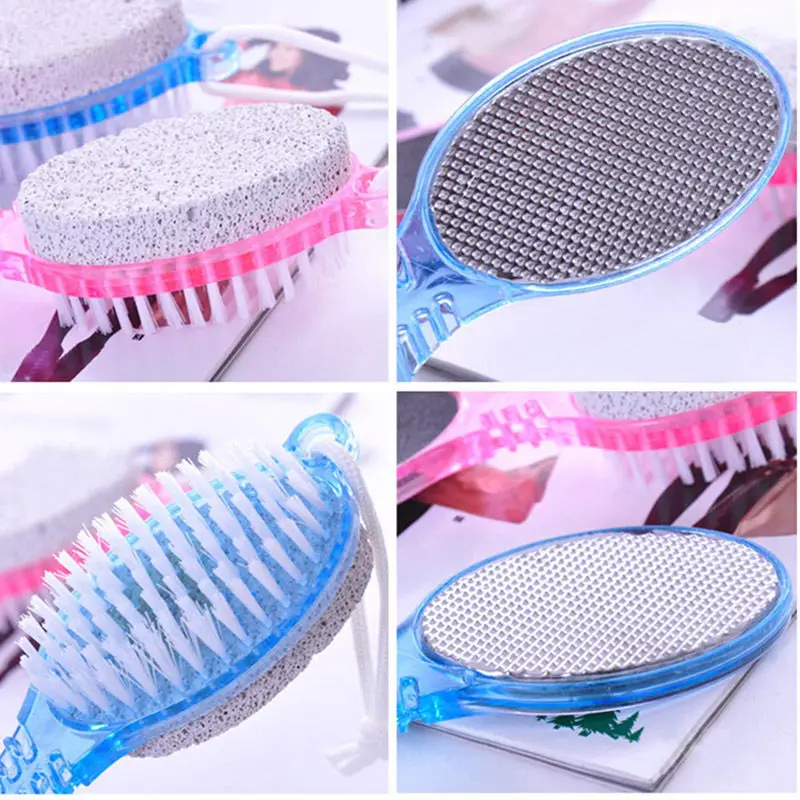 1PC di Cura di Piede Strumento 4in1 Piede Pietra Pomice Pelle Morta Remover Brush Pedicure Strumento di Macinazione di Colore Casuale di Vendita Caldo