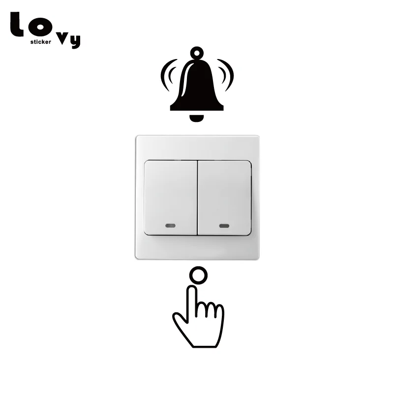 

Ring The Bell Vinyl Switch Sticker Funny Cartoon Bell Sign Wall Sticker Home Decor SW0401