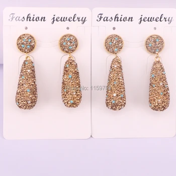 

4Pair pave golden crystal rhinestone teardrop shape earring fashion gems stone dangle earrings