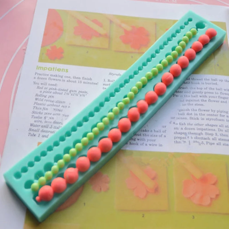 JX-LCLYL Pearl String Beads Silicone Mold Cake Decoration Fondant Sugarcraft Baking Mould