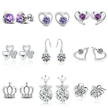 925 Sterling Silver Cubic Zirconia Stud Earrings For Women Casual Style Girl Zircon Earrings Personality Sterling-silver-jewelry 925 Sterling Silver Cubic Zirconia Stud Earrings For Women Casual Style Girl Zircon Earrings Personality Sterling-silver-jewelry