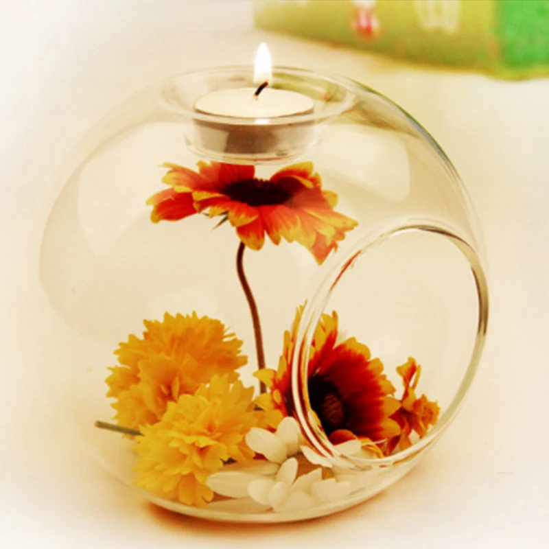 Glass Ball Candle Holder Terrarium Bauble Transparent Vase Wedding Home