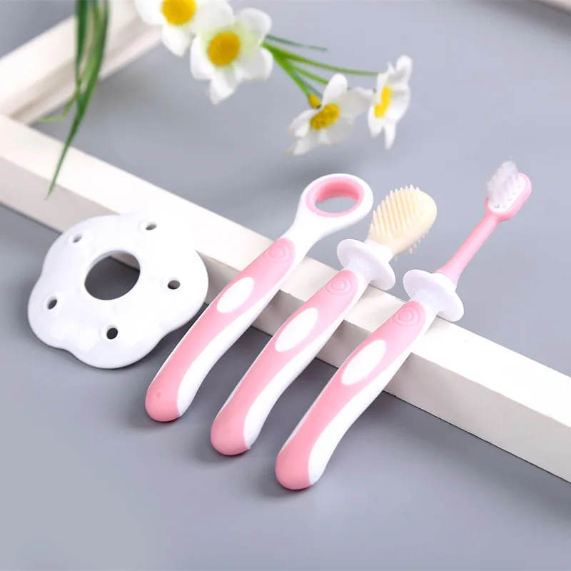 3pcs/a Set Infant Baby Toothbrush Silicone Baby Care Teether Shapes Training Safe Tongue Brush Kids Learning Teeth Brush