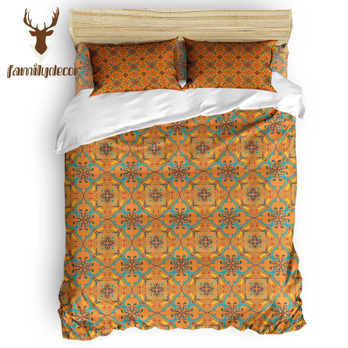 

FamilyDecor Retro Ethnic Square Pattern Bedding Set Luxury Comforter Bedding Sets 3D King Size Red Blue Cotton DHL Free Shipping