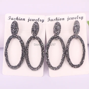 

4Pairs Handmade Pave Crystal Zircon Jewelry Gem stone Oval shape Earring, Fashion Earrings