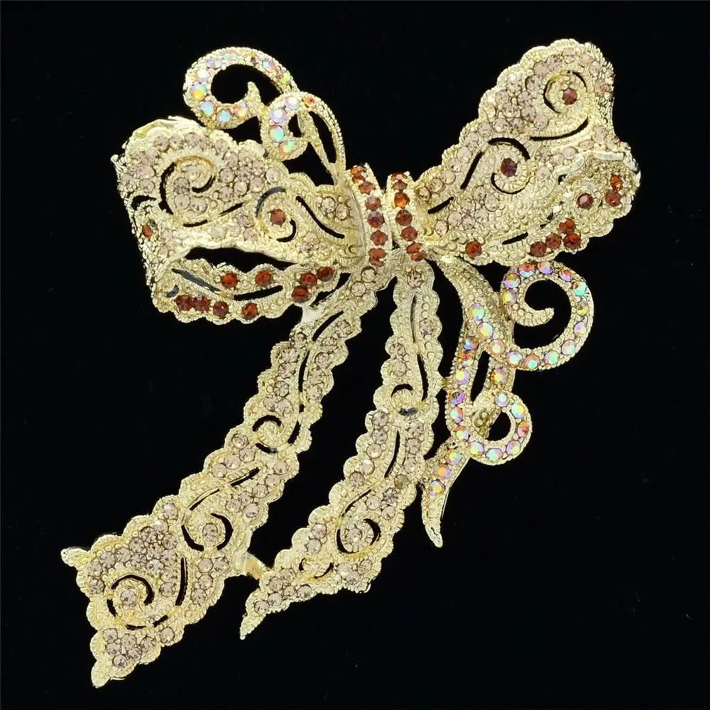 Модные ювелирные Броши со стразами, кристалл, бант, брошь, брошь, булавка для свадьбы, невесты,, 5 цветов, 5823 - Окраска металла: Brown