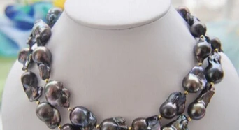 

huij 003183 34" 25mm BLACK BAROQUE KESHI REBORN PEARL NECKLACE