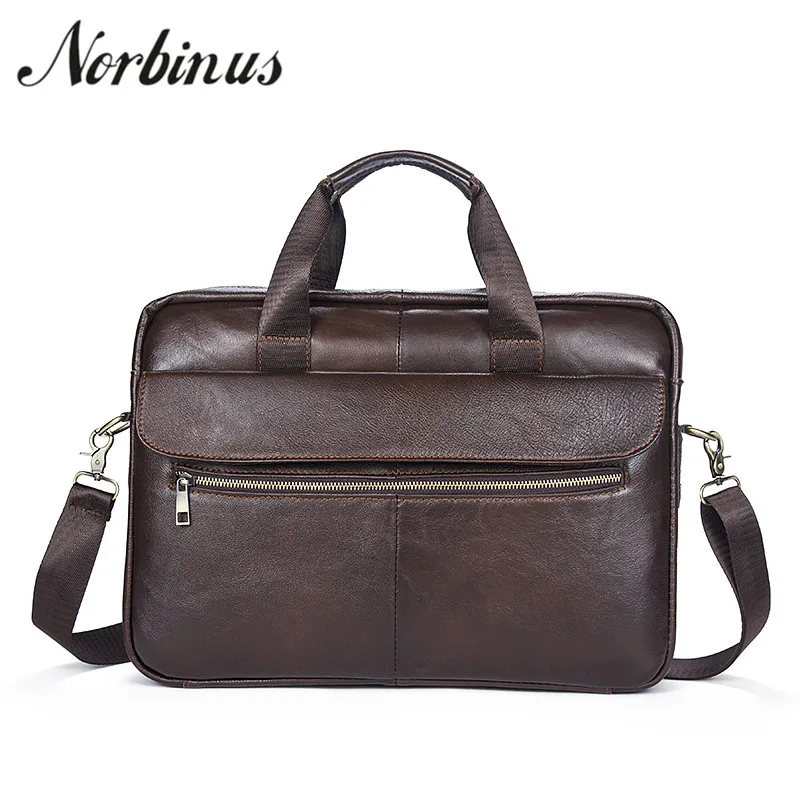 Norbinus Для мужчин Портфели из натуральной кожи Бизнес сумки для ноутбуков Messenger сумки на плечо для Docu Для мужчин t мужчина натуральный кожаные