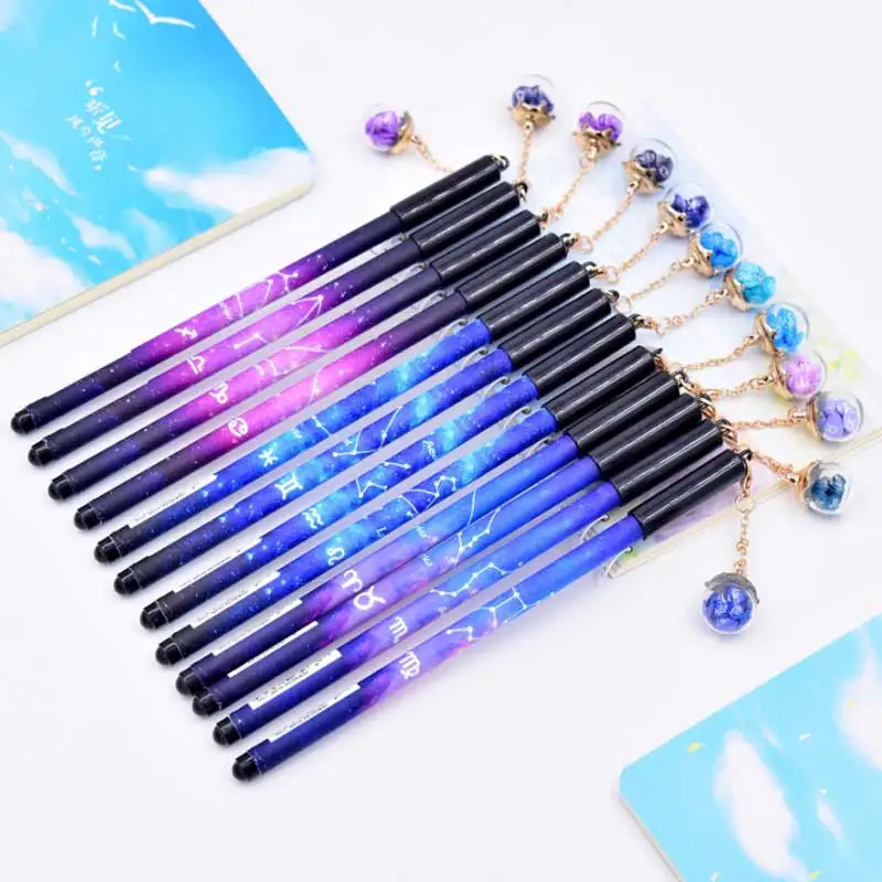 

Gel Pen 0.5 Starry Sky Pens Kawaii Constellation Glass Ball Pendant Neutral Pens For School Writing Girls Gift Chancery Escolar