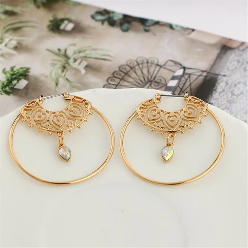 Женские серьги кольца Boho круглые геометрические золотого цвета с каплями
