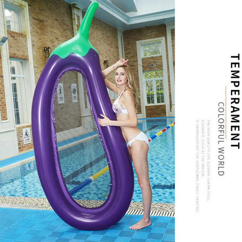 Gigante inflável berinjela piscina flutua tubo jangada