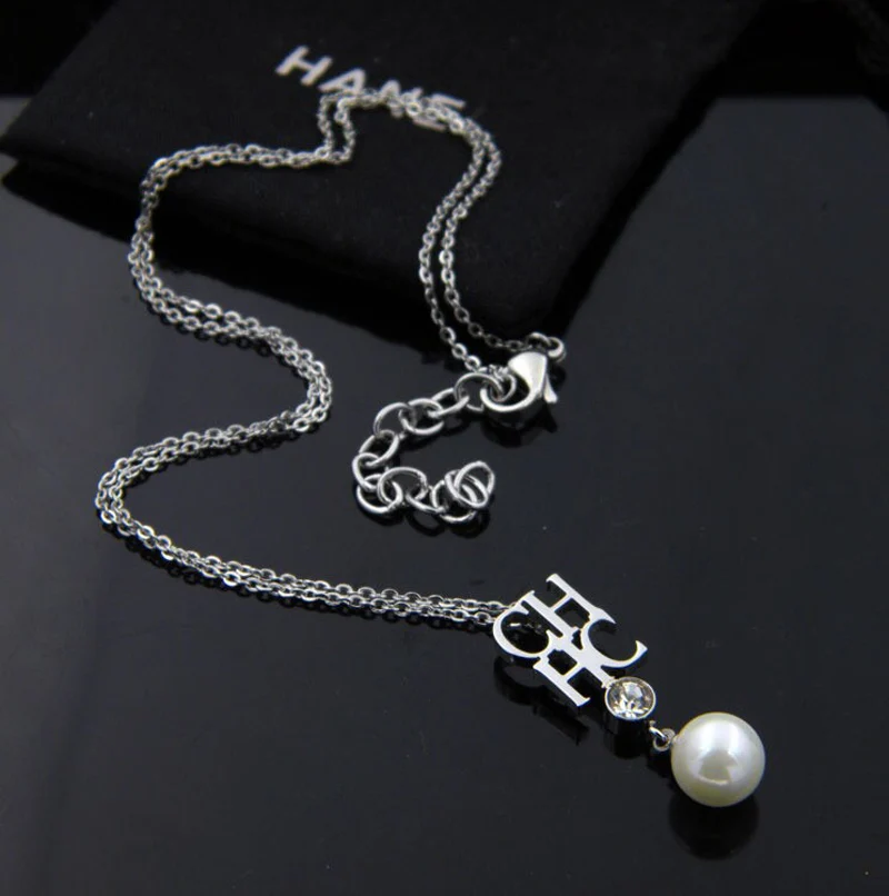 OL стильные модные очаровательные цепочки, ювелирное изделие, Брендовое высококачественное тонкое ожерелье с жемчужной подвеской и буквами CH для женщин
