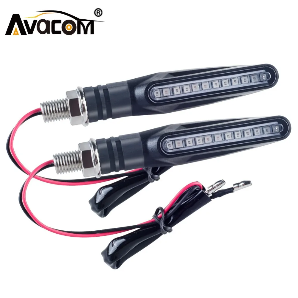 

Avacom 2 Pieces LED Motorcycle Turn Signal Lights Flowing Water Warm White Light 12V LED Lamp For Moto Motorbike Scooter